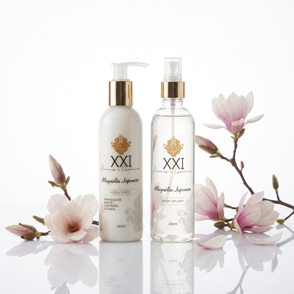 Kit Duo 240ml: Body Splash e Hidratante Magnólia Japonesa