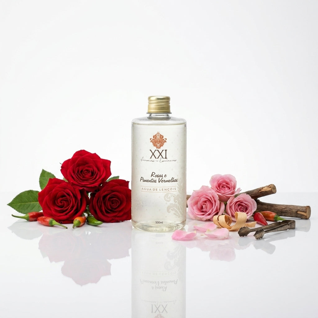 Água de Lençóis 500ml Rosas e Pimentas Vermelhas - XXI Aromas