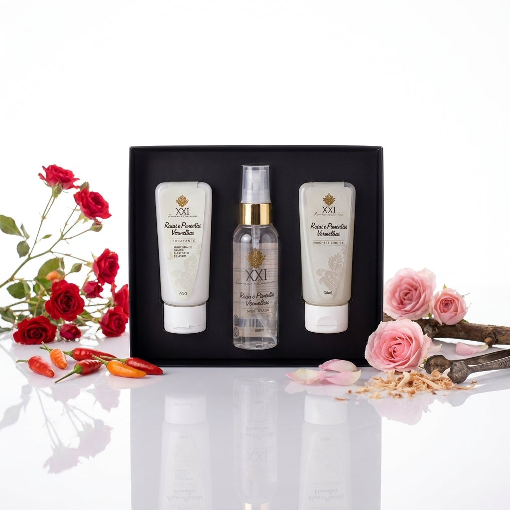 Kit Cuidados Corpo: Rosas e Pimentas Vermelhas