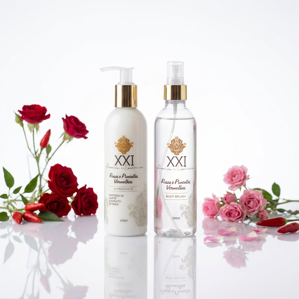 Kit Duo 240ml: Body Splash e Hidratante Rosas e Pimentas