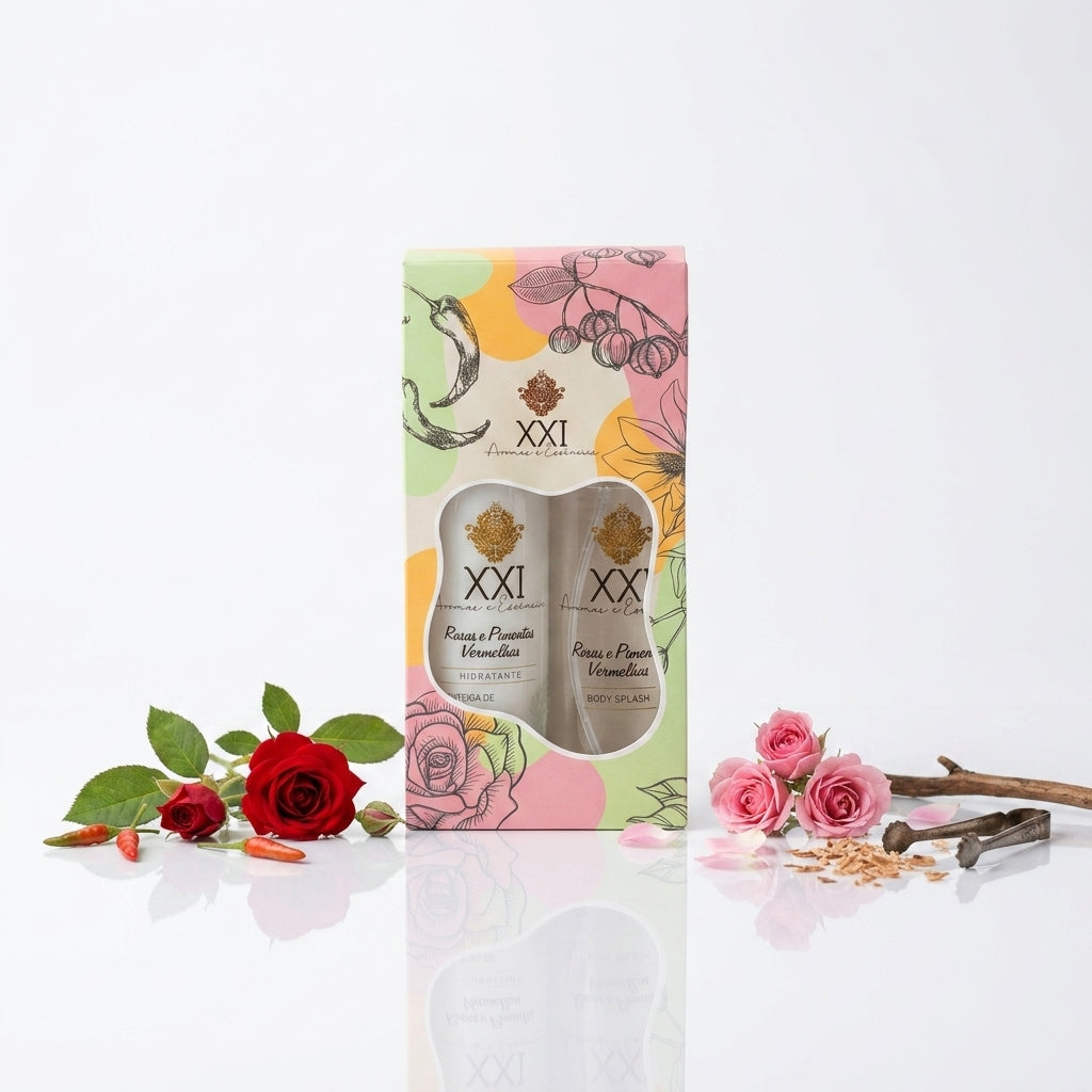 Kit Duo 240ml: Body Splash e Hidratante Rosas e Pimentas